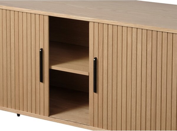 Nízka komoda v dekore duba s posuvnými dverami v prírodnej farbe 76x180 cm Nola – Unique Furniture