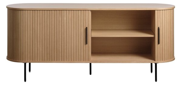 Nízka komoda v dekore duba s posuvnými dverami v prírodnej farbe 76x180 cm Nola – Unique Furniture