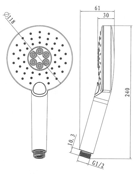 Mereo Mereo, Ručná sprcha trojpolohová Ø 12 cm, MER-CB565G