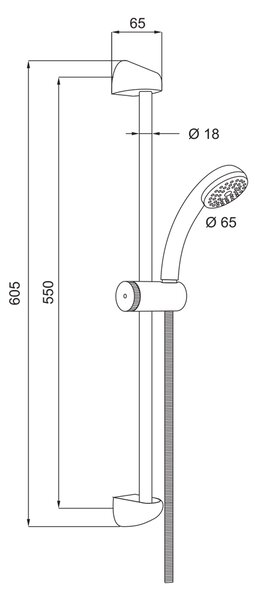 Mereo Mereo, Sprchová súprava, jednopolohová sprcha, sprchová hadica, nastaviteľný držiak, plast/chróm, MER-CB900Y