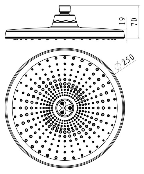 Mereo Mereo, Tanierová sprcha horná ø 250 mm s kĺbom, plast, MER-CB585A