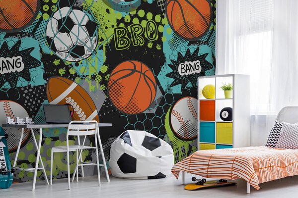 Tapety Neónová hra s loptami, Fototapety Izba pre tínedžerov, Fototapety pre dospievajúcich chlapcov, u99729 : Uwalls.sk