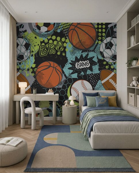 Tapety Neónová hra s loptami, Fototapety Izba pre tínedžerov, Fototapety pre dospievajúcich chlapcov, u99729 : Uwalls.sk