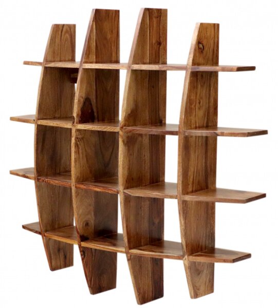 Polica na stenu Kali 100x100x25 indický masív palisander