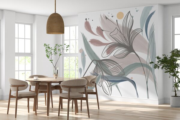 Tapety Dve veľké kvety na svetlom pozadí, Fototapety boho, w00411 : Uwalls.sk