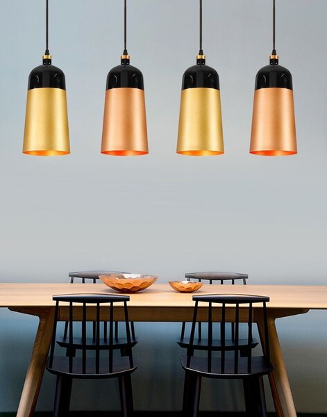 Toolight Fox B, závesná lampa 1xE27 APP196-1CP, čierna-ružové zlato, OSW-00177