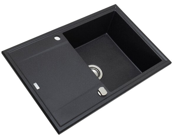 Laveo Megalo, 1-komorový granitový drez 780x500x185 mm, čierna škvrnitá, LAV-SBE_711T