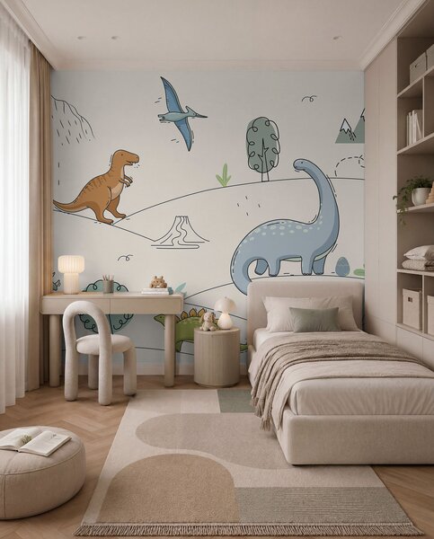 Tapety Farebné dinosaury na kopcoch, Detské fototapety, Fototapety dinosaury, w00637 : Uwalls.sk