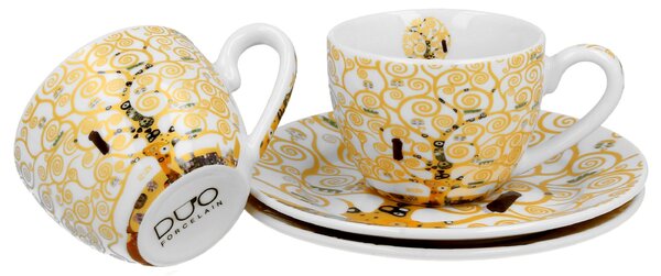 Porcelánová šálka s podšálkou Klimt Ecru Tree Of Life 90 ml sada 2ks