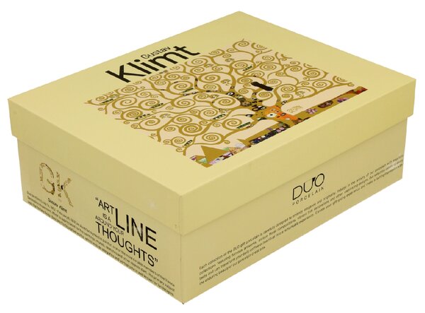 Porcelánová šálka s podšálkou Klimt Ecru Tree Of Life 90 ml sada 2ks