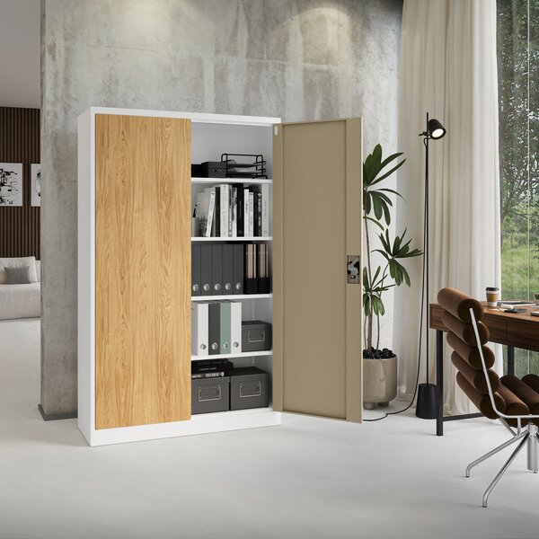 Kovová kancelárska skrinka Biely/ Zlatý dub: Eco Design JAN II