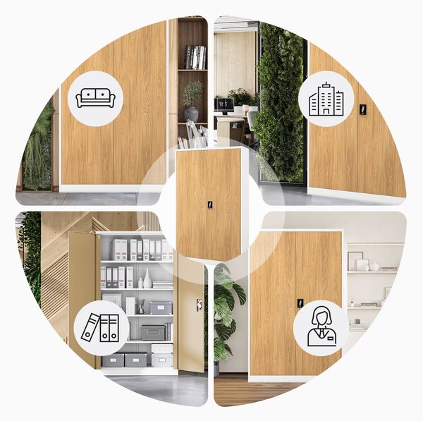 Kovová kancelárska skrinka Biely/ Zlatý dub: Eco Design JAN II