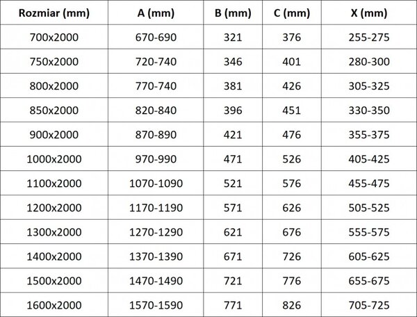 Mexen Velar, sprchová zástena s posuvnými dverami Walk-in 70 x 200 cm, 8mm číre sklo, brúsená oceľ, 871-070-000-03-97