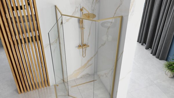 Rea Diamond, päťuholníkový sprchový kút 100 x 100 cm, 6mm číre sklo, zlatá matná, REA-K5684