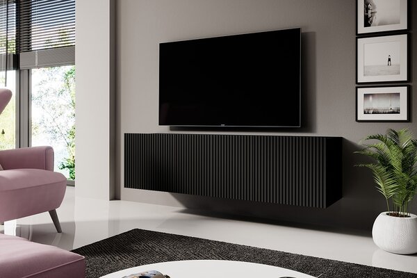 Závesný TV stolík Nicole 150 cm - čierny mat