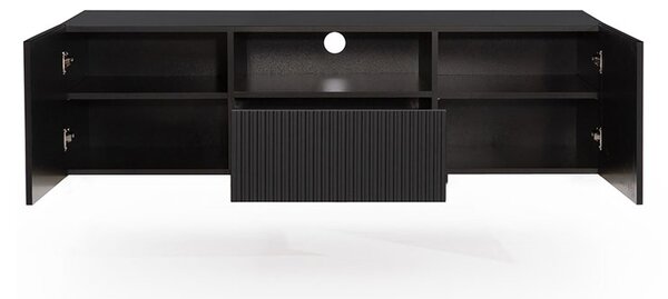 Závesný TV stolík Nicole 150 cm s otvorenou policou - čierny mat