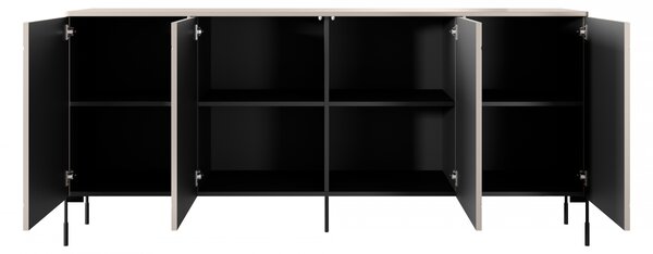 Komoda Sonatia 200 cm - kašmírová / čierna