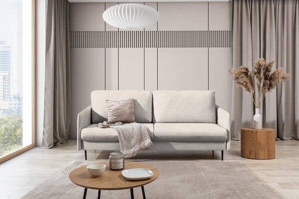 Pohovka s funkciou spania Movani - béžová pletenina Loft 01 / čierne nohy