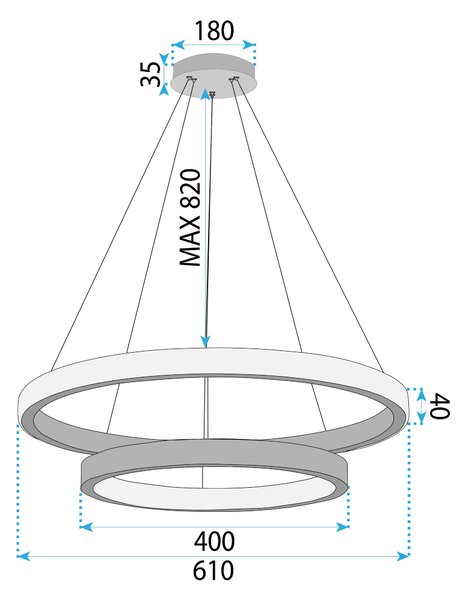 Toolight Toolight, LED stropné svietidlo 60cm, 55W, 3500lm + diaľkové ovládanie, APP1772-CP, zlatá matná, OSW-06351