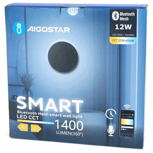 Aigostar MESH Smart LED nástenné stmievateľné svietidlo 12W 230V čierne