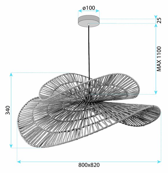 Toolight Toolight, prírodné BOHO závesné svietidlo 80cm, APP1738-1CP, OSW-06061