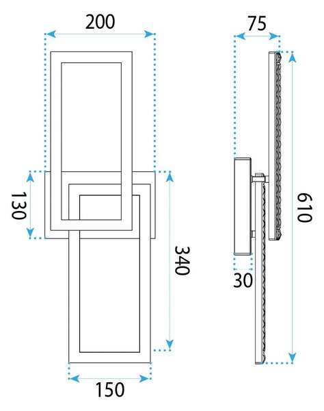 Toolight Toolight, stropné LED svietidlo 610x200 mm, 12W, 4000K, 1000lm, čierna matná, G155-C, OSW-06409