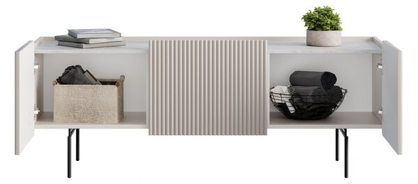 TV stolík Malmi 150 cm - kašmírová / crema bianca / čierna