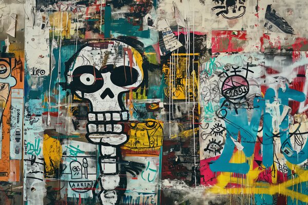 Tapety Lebka v graffiti, Fototapety street art, w01187 : Uwalls.sk