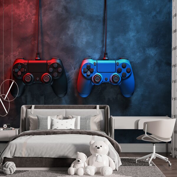 Tapety čierno-modrý DualShock na tmavom pozadí, Fototapety Izba pre tínedžerov, w01189 : Uwalls.sk