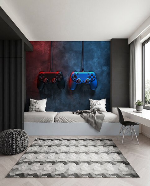 Tapety čierno-modrý DualShock na tmavom pozadí, Fototapety Izba pre tínedžerov, w01189 : Uwalls.sk
