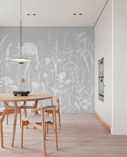 Tapety Lúčne siluety na sivej, Fototapety s prírodnými motívmi, w01270v1 : Uwalls.sk