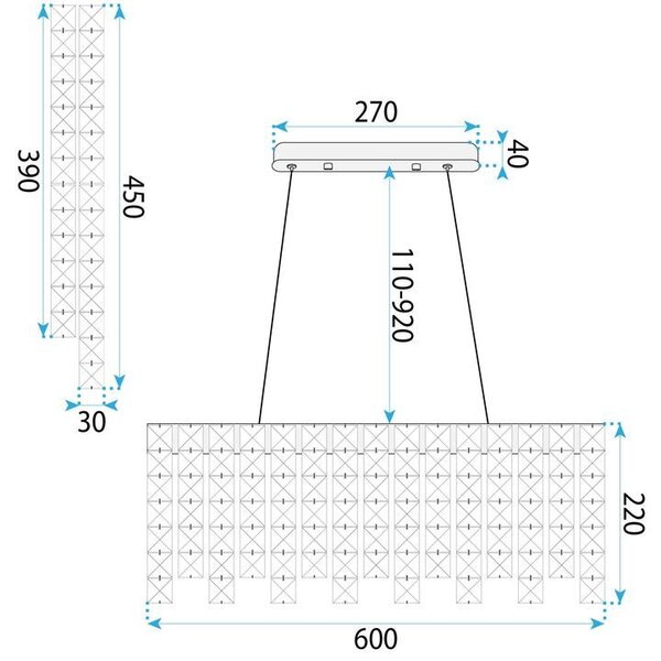 Toolight Toolight, LED krištáľová závesná lampa 60 cm, SWE073-CP, LED integrovaný 3000K/6000K, chrómová, OSW-30202