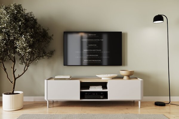 TV stolík Elivo 170 cm na nožičkách - kašmírová / dub olejovaný