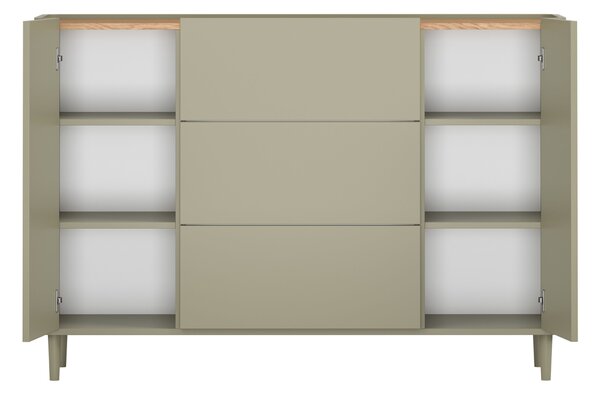 Komoda Elivo 150 cm so zásuvkami na nožičkách - eukalyptus / dub baltic dune