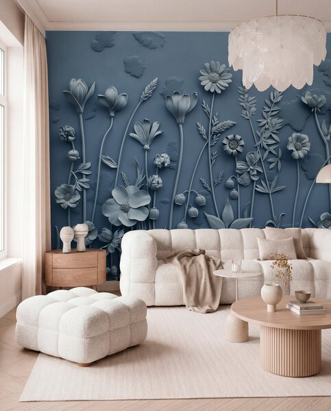 Tapety Modrý lúčny reliéf, 3D fototapety, w07869 : Uwalls.sk