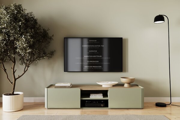 TV stolík Elivo 170 cm so zásuvkou - eukalyptus / dub baltic dune