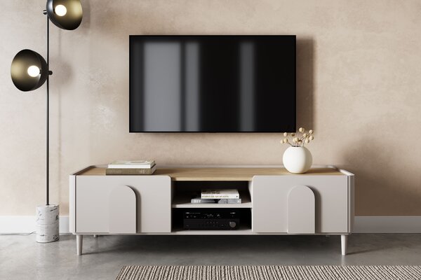 TV stolík Amilio 170 cm na nožičkách - kašmírová / dub olejovaný