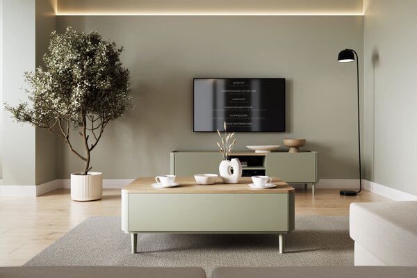 Konferenčný stolík Elivo 100 cm na nožičkách - eukalyptus / dub baltic dune