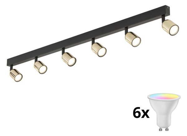 LED RGBW stmievateľné bodové svietidlo TOP 6xGU10/6,5W/230V 2700-6500K čierna/zlatá