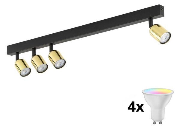 LED RGBW stmievateľné bodové svietidlo TOP 4xGU10/6,5W/230V 2700-6500K čierna/zlatá