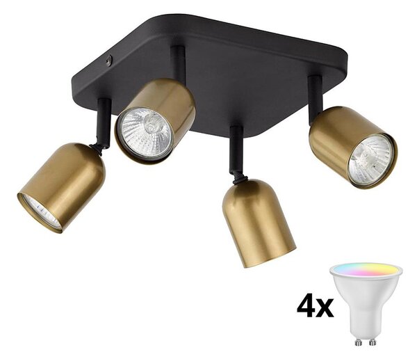 LED RGBW Stmievateľné bodové svietidlo TOP 4xGU10/6,5W/230V 2700-6500K zlatá/čierna