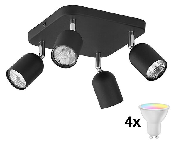 LED RGBW Stmievateľné bodové svietidlo TOP 4xGU10/6,5W/230V 2700-6500K čierne