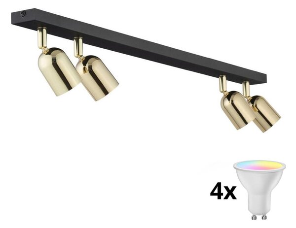 LED RGBW stmievateľné bodové svietidlo TOP 4xGU10/6,5W/230V 2700-6500K čierna/zlatá