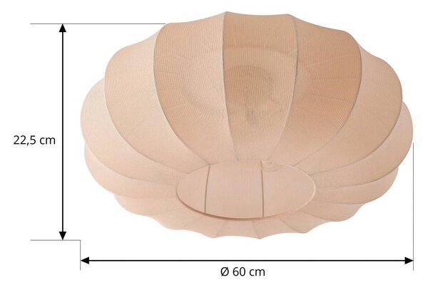 Lindby Stropné svietidlo Helin, béžové, Ø 60 cm, textil, 3 x E27, Krémová / jantárovo žltá, Obývacia izba / jedáleň, Textil / látka / hodváb, Škandinávsky, Závesné svietidlo