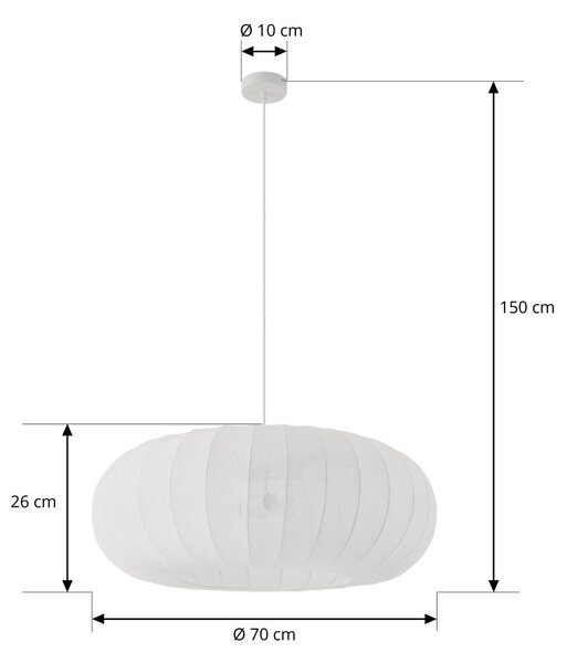 Lindby závesné svietidlo Helin, bílé, Ø 70 cm, textil, 3 x E27, Biela / opálová, Obývacia izba / jedáleň, Textil / látka / hodváb, Škandinávsky, Závesné svietidlo