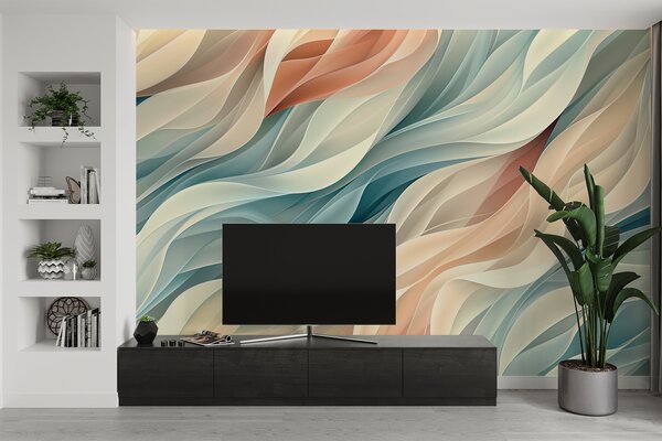 Tapety Očarujúci abstraktný dizajn s jemnými pastelovými vlnami, 3D fototapety, w01335 : Uwalls.sk