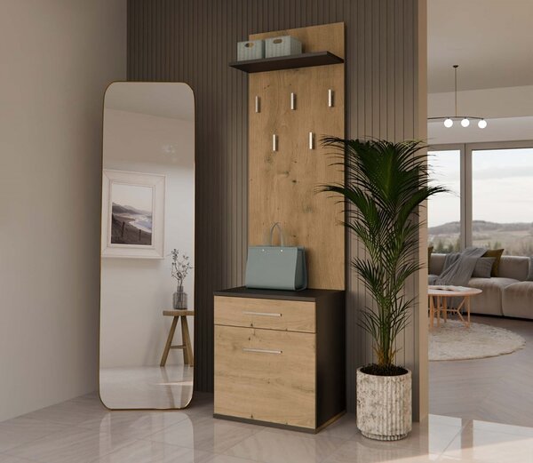 TP Living Předsíňová stěna Duo dub artisan/antracit II