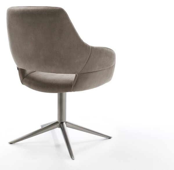 DELIFE Jedálenská stolička Yago-Flex s opierkami mikrovlákno taupe vintage podstava grafit 360° otočná hojdacia funkcia vrecková pružina