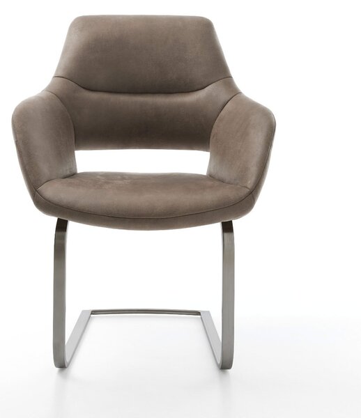 DELIFE Jedálenská stolička Yago-Flex s opierkami mikrovlákno taupe vintage jedálenská stolička plochá grafitová vrecková pružina