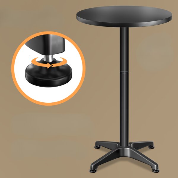 Výškovo nastaviteľný hliníkový barový stôl NERO, Ø60cm, čierna Casaria
